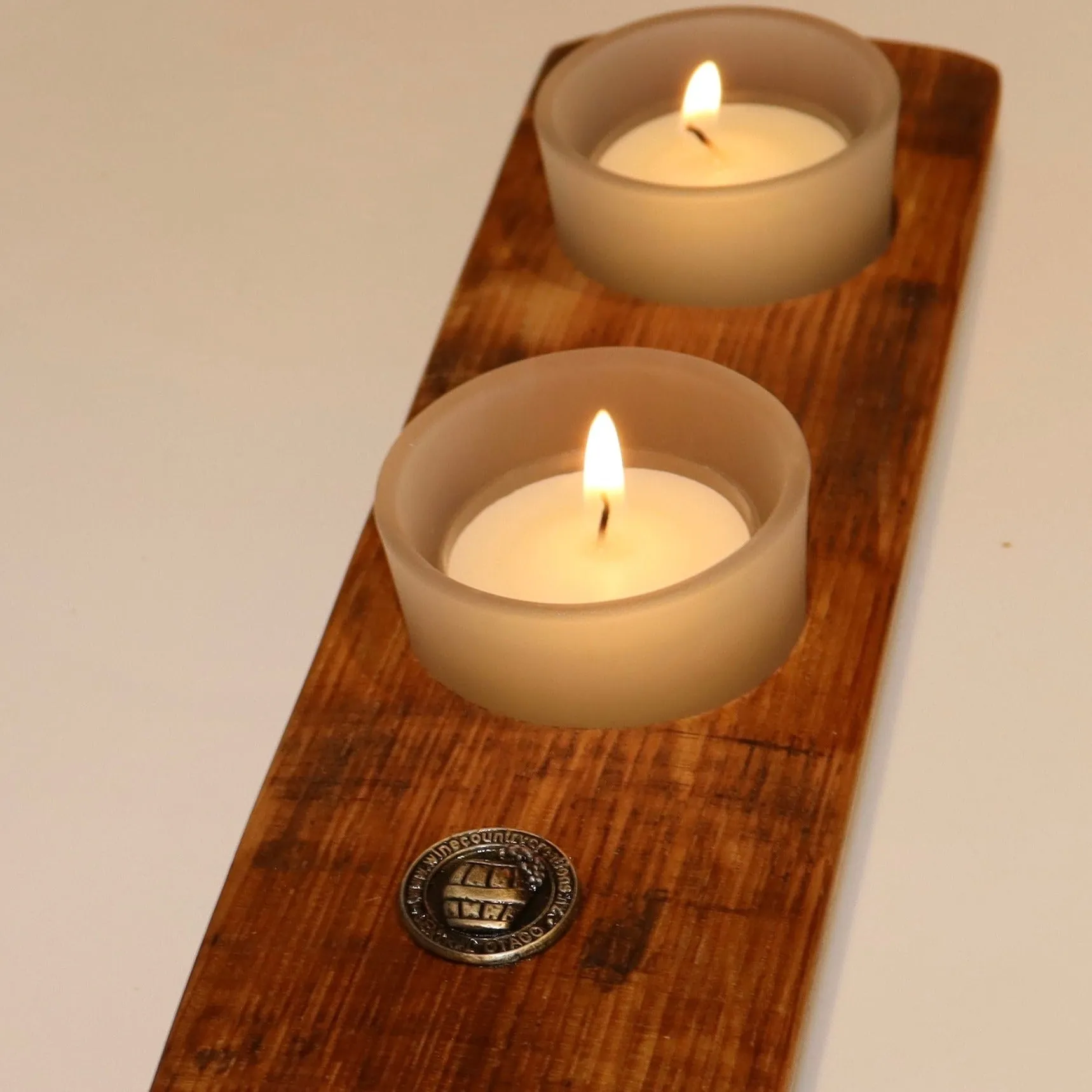 Wine Barrel Double Candle Holder