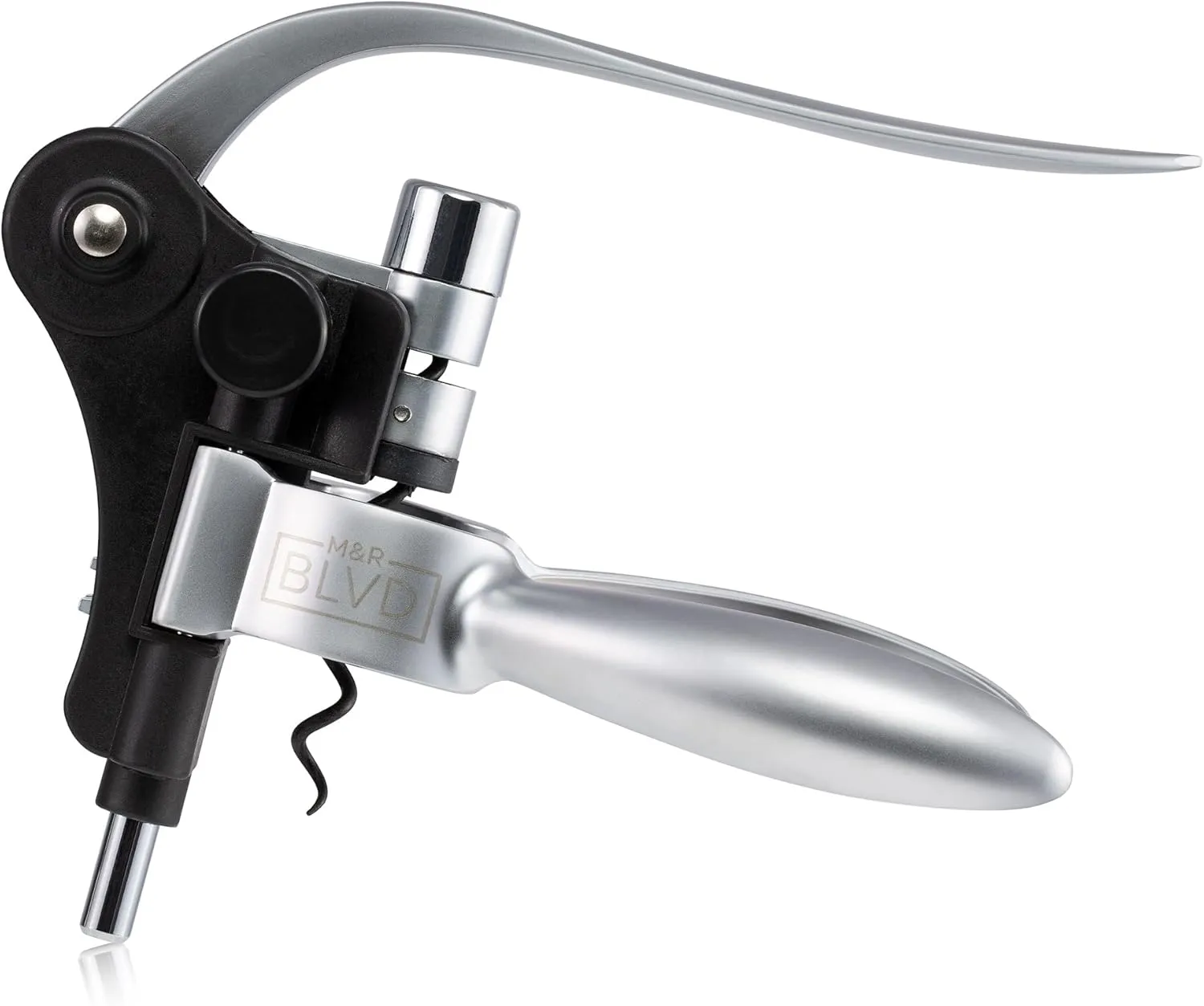 Wine Bottle Opener by M&R Blvd. - Professional Grade, Deluxe Screwpull Lever Corkscrew - Premium Bar Accessory & Wine Gift - Silver