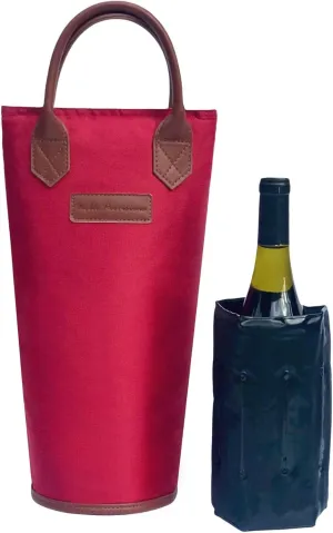 Wine Carrier - Wine Tote - Wine Cooler Bag - Gel Wine Cooler Sleeve - Insulated Wine Tote Bag - Wine Bag with Wine Chiller Sleeve - Portable Wine Bottle Carrier for Travel