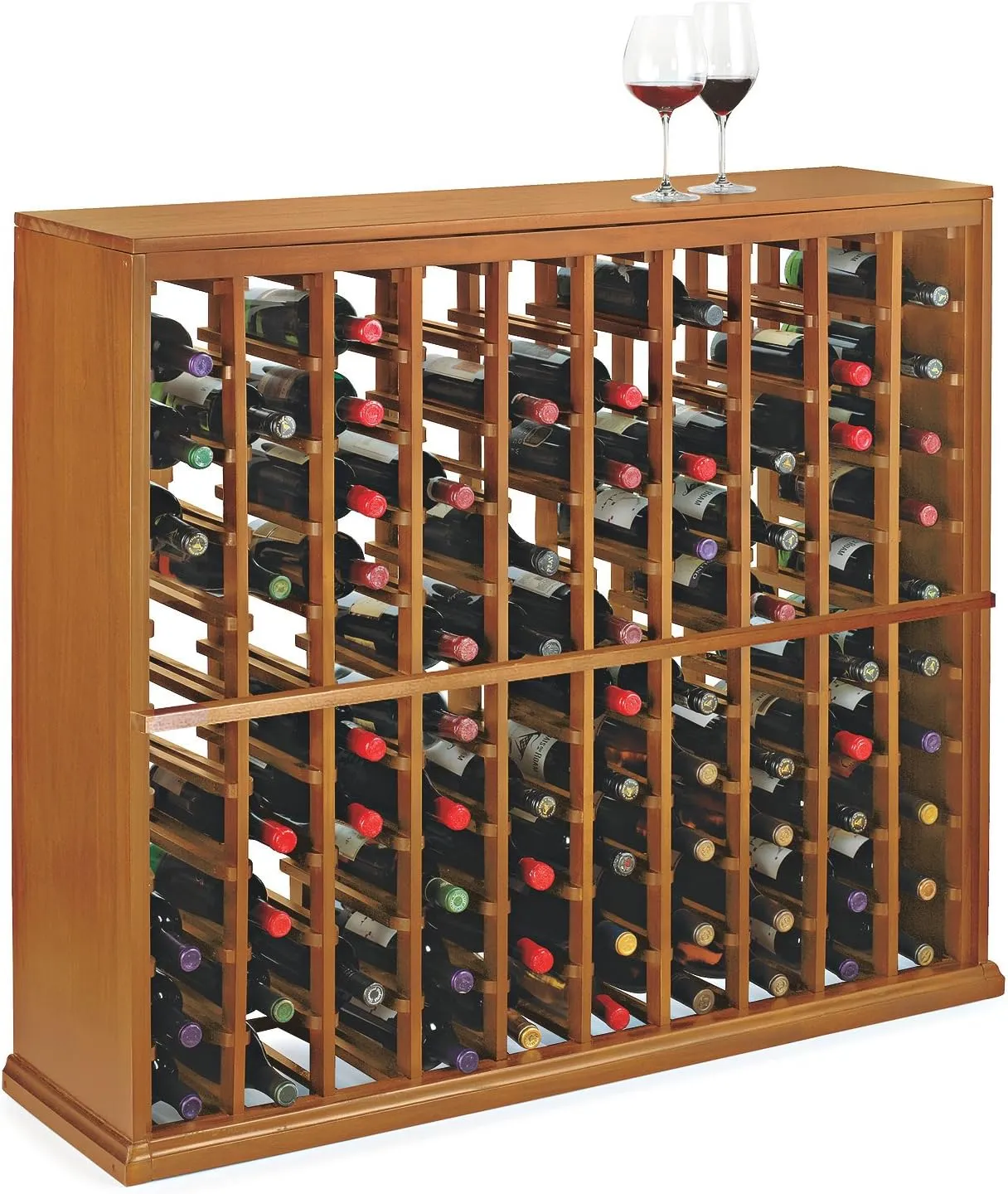 Wine Enthusiast N'FINITY Wine Rack Kit - 100 Bottle Storage - Solid Mahogany - Natural Finish - Stylish Durable Wine Rack Home Decor – Bar Cabinet Liquor Storage