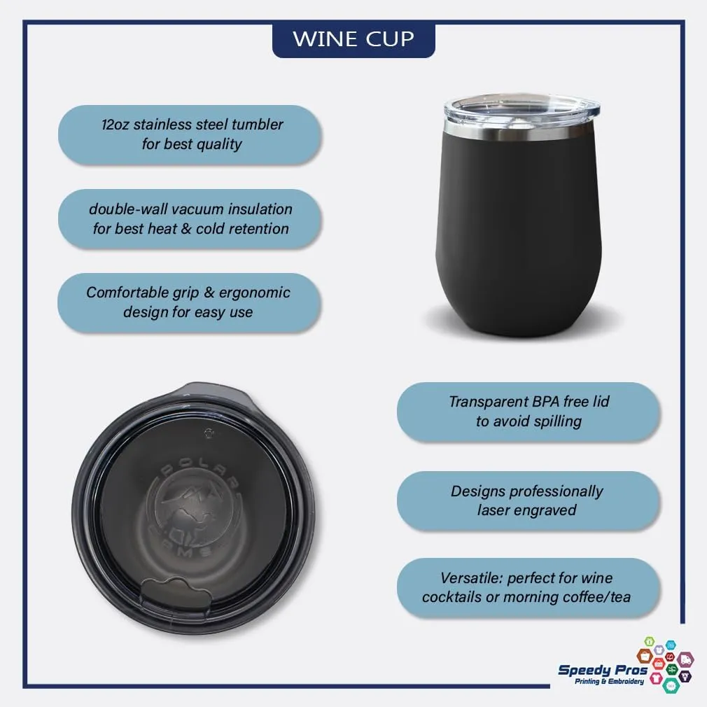 Wine Tumbler with Lid 12 Ounces Jepers Creepers Engraved Stainless Steel Wine Cup Black