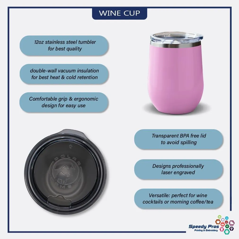 Wine Tumbler with Lid 12 Ounces Jepers Creepers Engraved Stainless Steel Wine Cup Lavender