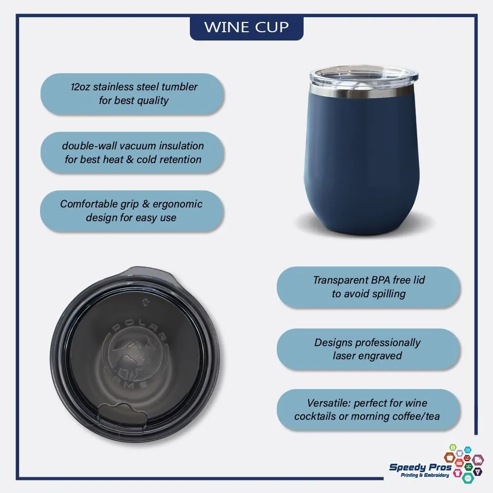 Wine Tumbler with Lid 12 Ounces Jepers Creepers Engraved Stainless Steel Wine Cup Navy