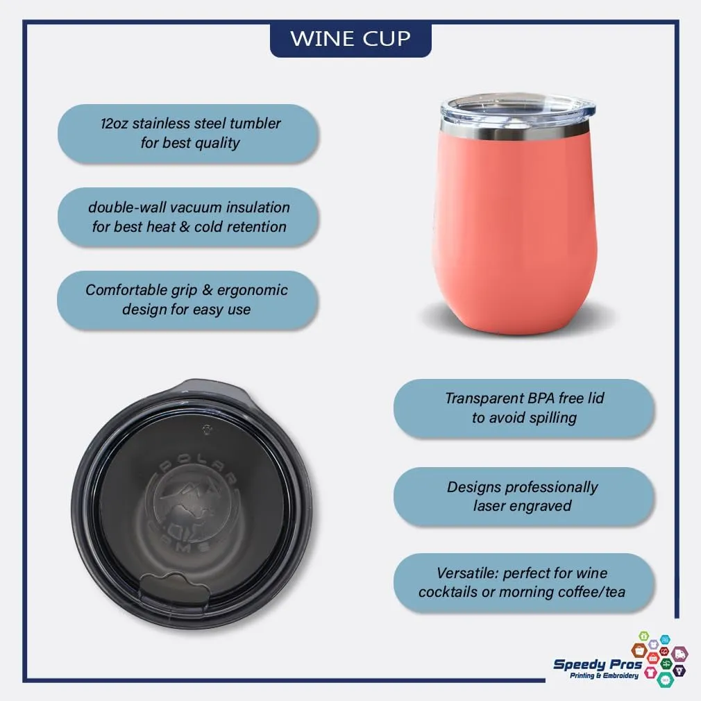 Wine Tumbler with Lid 12 Ounces Queen of The Road Cars & Transportation Off-Road Vehicles Engraved Stainless Steel Wine Cup Coral