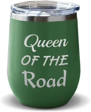 Wine Tumbler with Lid 12 Ounces Queen of The Road Cars & Transportation Off-Road Vehicles Engraved Stainless Steel Wine Cup Forest Green