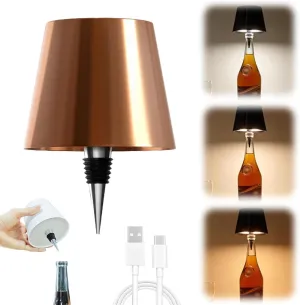 Wireless Bottle Lamp, Portable LED Wireless Bottle Lamp with 3 Modes Light Dimming, Rechargeable Wine Bottle Light Head, Touch Table Lamp for Bedroom, Birthday Christmas Gifts (Champagne)