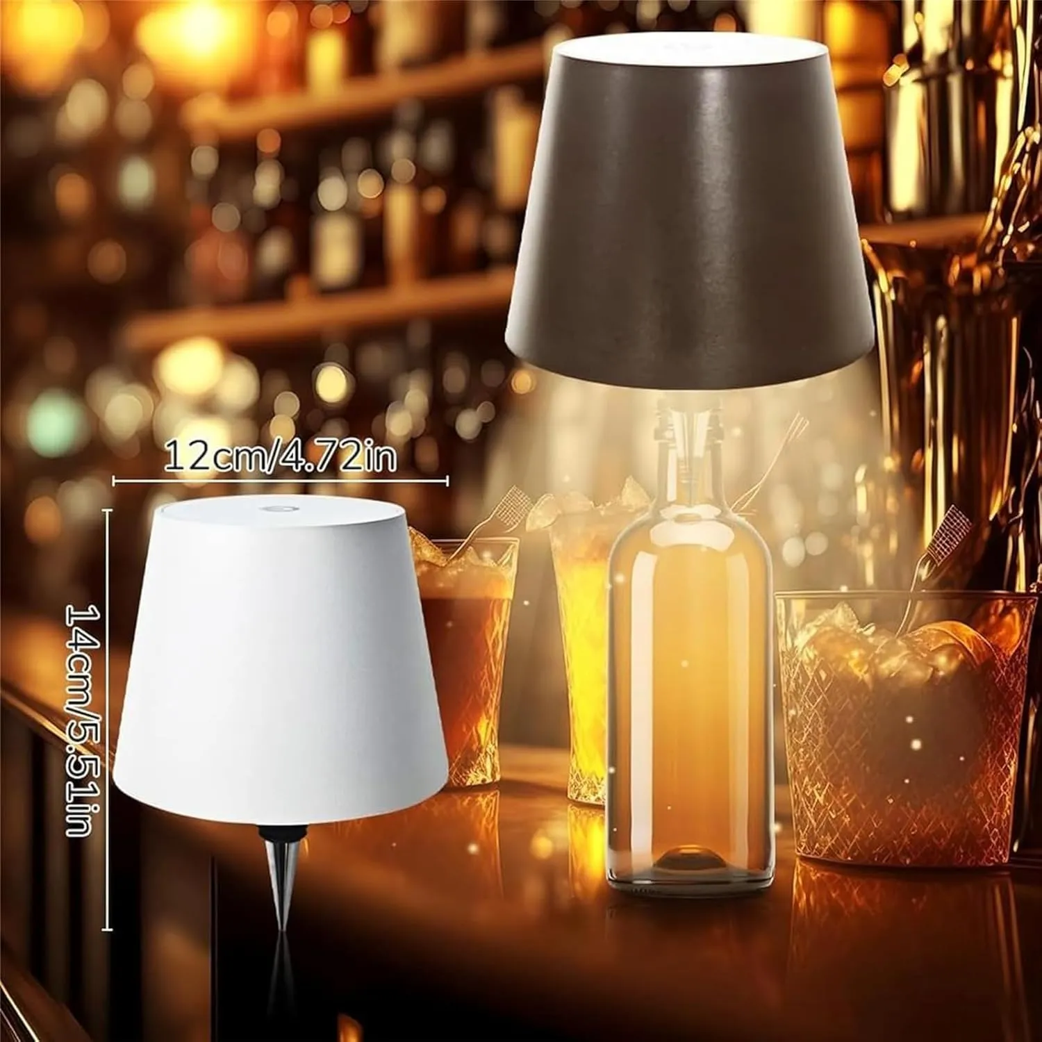 Wireless Bottle Lamp, Portable LED Wireless Bottle Lamp with 3 Modes Light Dimming, Rechargeable Wine Bottle Light Head, Touch Table Lamp for Bedroom, Birthday Christmas Gifts (Champagne)