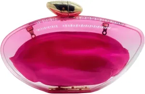 Women Acrylic Evening Clutch Purse Unique Clear Handbag with Detachable Chain for Wedding Party Prom, Rose Red