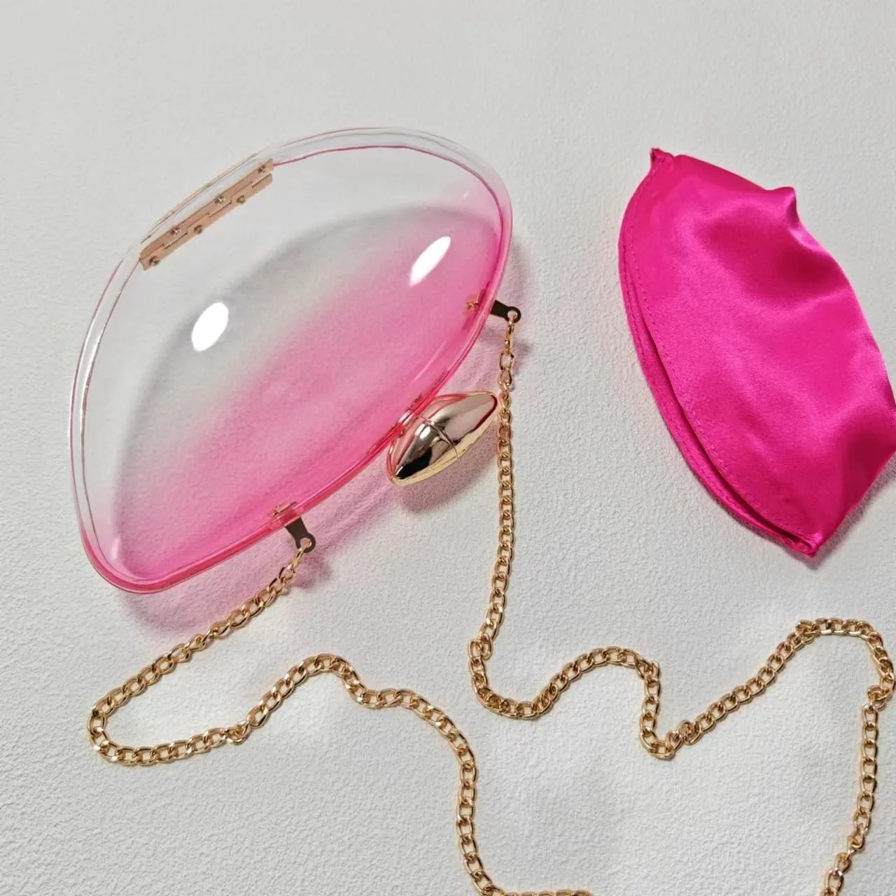 Women Acrylic Evening Clutch Purse Unique Clear Handbag with Detachable Chain for Wedding Party Prom, Yellow
