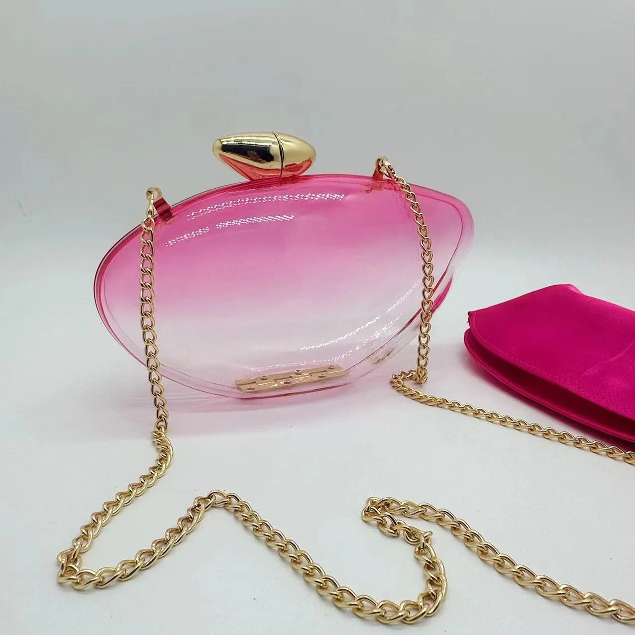 Women Acrylic Evening Clutch Purse Unique Clear Handbag with Detachable Chain for Wedding Party Prom, Yellow