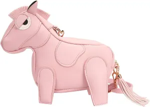 Women Funny Horse Shape Crossbody Bag Cute Animal Shoulder Bag PU Leather Clutch Purse
