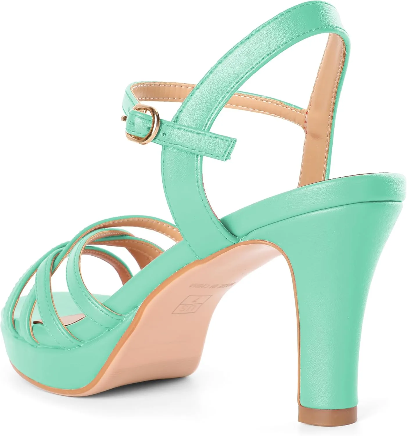 Women Platform Heel Sandals Strappy Heel Sandals Chunky Heel Sandals Open Toe Sandals Slingback Heel Sandals Comfort Dressy for Evening Party 3.5 Inch