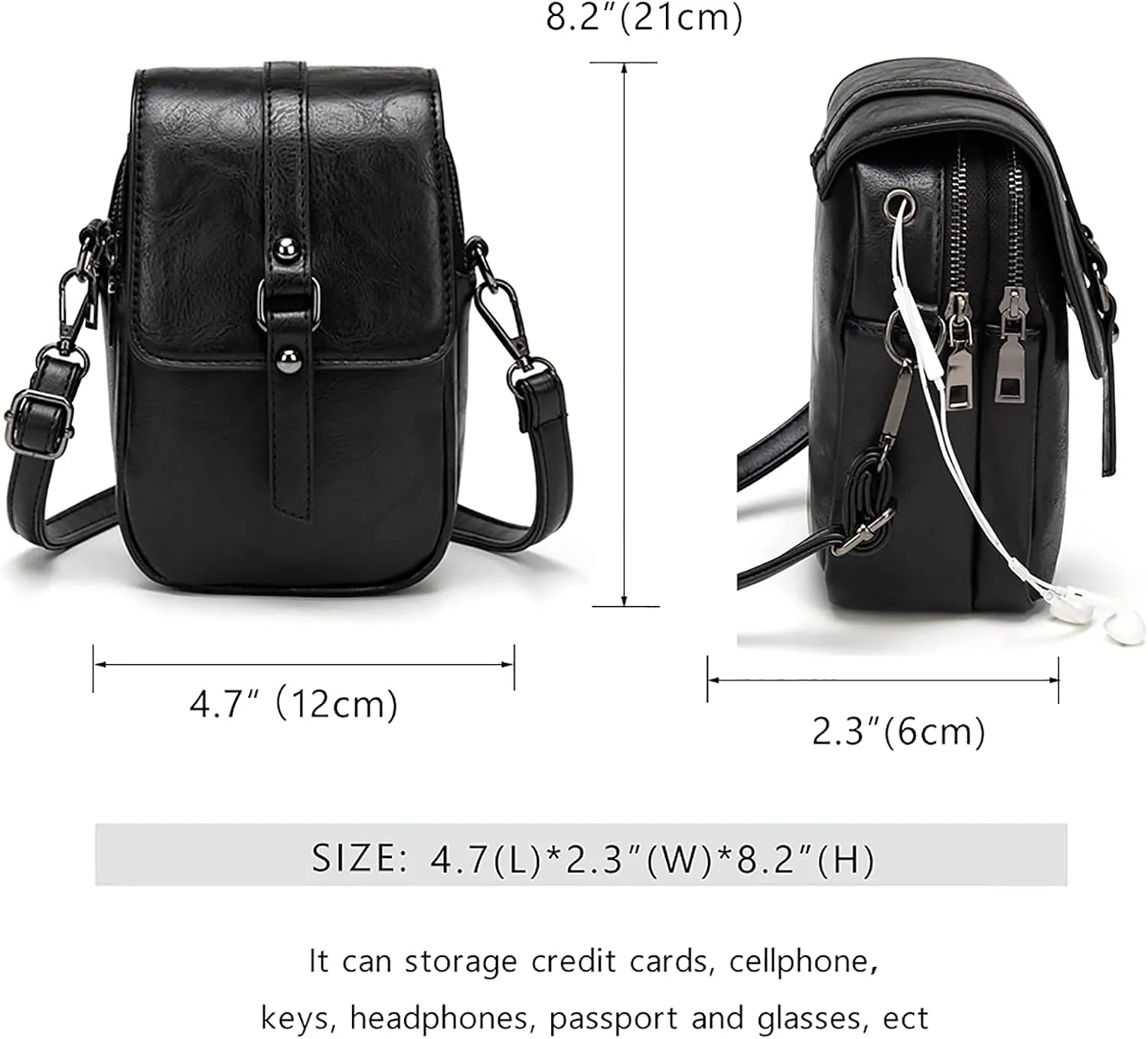Women Vintage Crossbody Phone Bag Small Messenger Shoulder Bag Handbag Wallet Purse with Earphone Hole