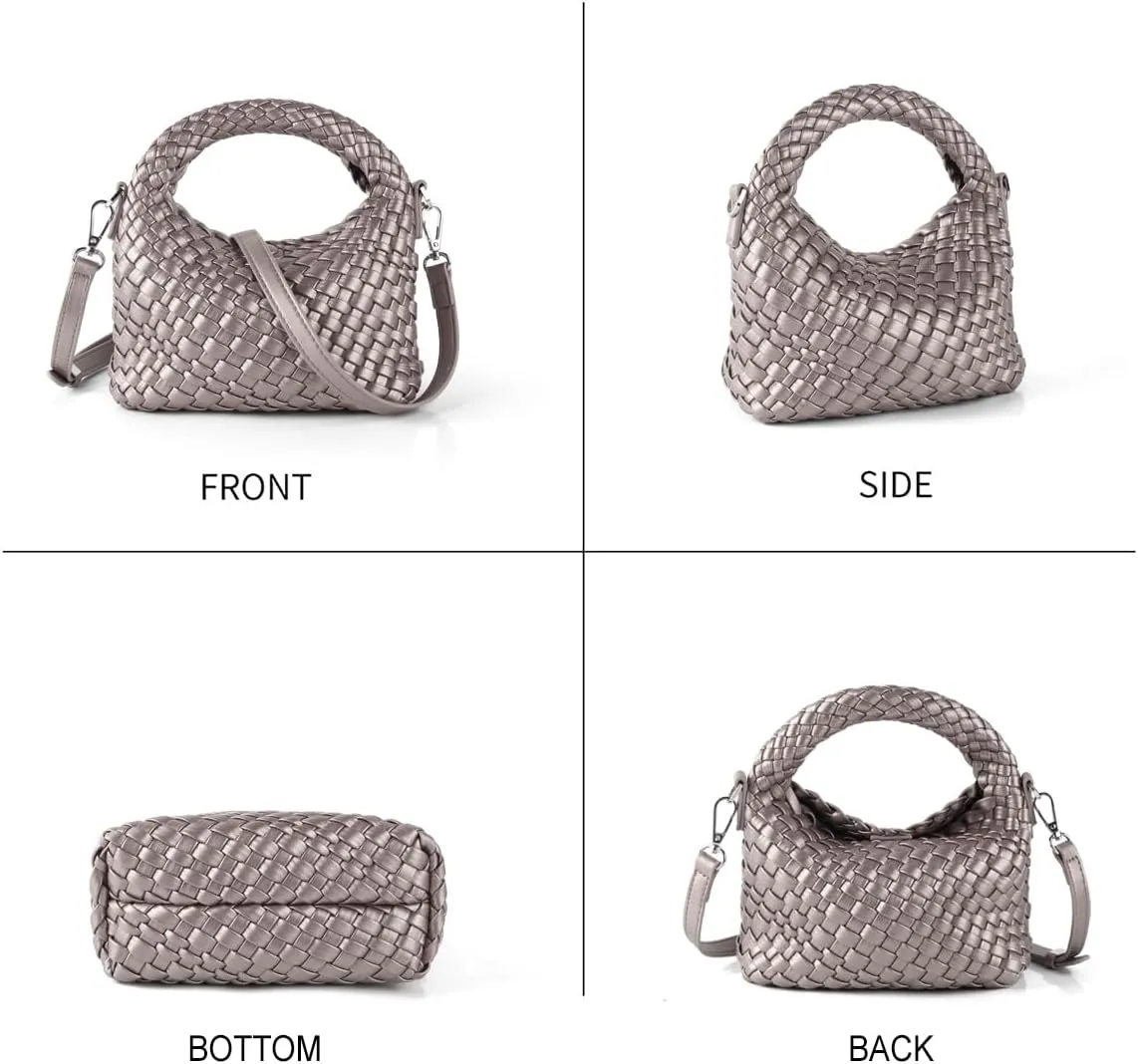 Women Woven Handbags with Detachable Strap Tote Small Crossbody Bag Hand Shoulder Bag Purses Cassual Top Handle Bags