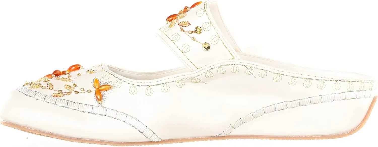Women's Beaded Embroided Floral Mary Jane Shoes
