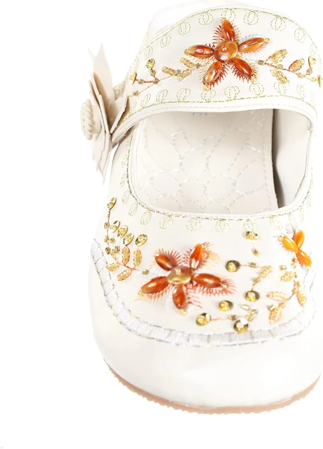 Women's Beaded Embroided Floral Mary Jane Shoes