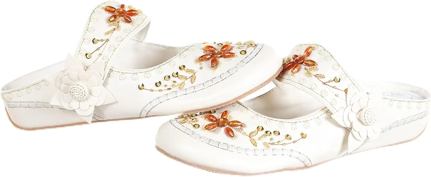 Women's Beaded Embroided Floral Mary Jane Shoes