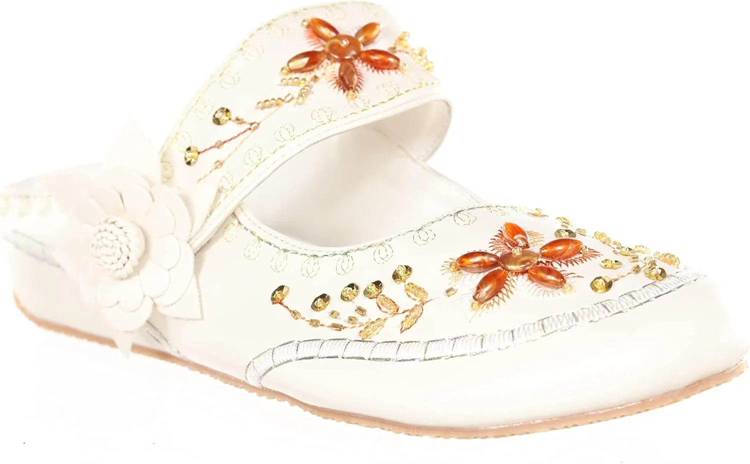 Women's Beaded Embroided Floral Mary Jane Shoes