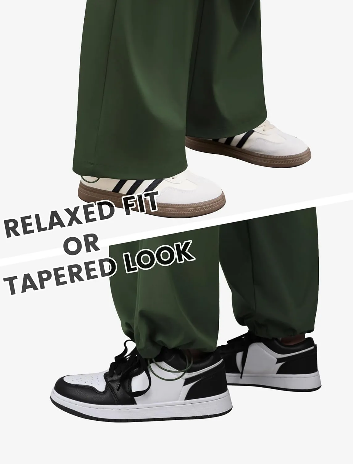 Womens Cargo Pants Elastic Waist Wide Leg Parachute Pants with 4 Pockets Baggy Hiking Trousers Travel Y2K Waterproof