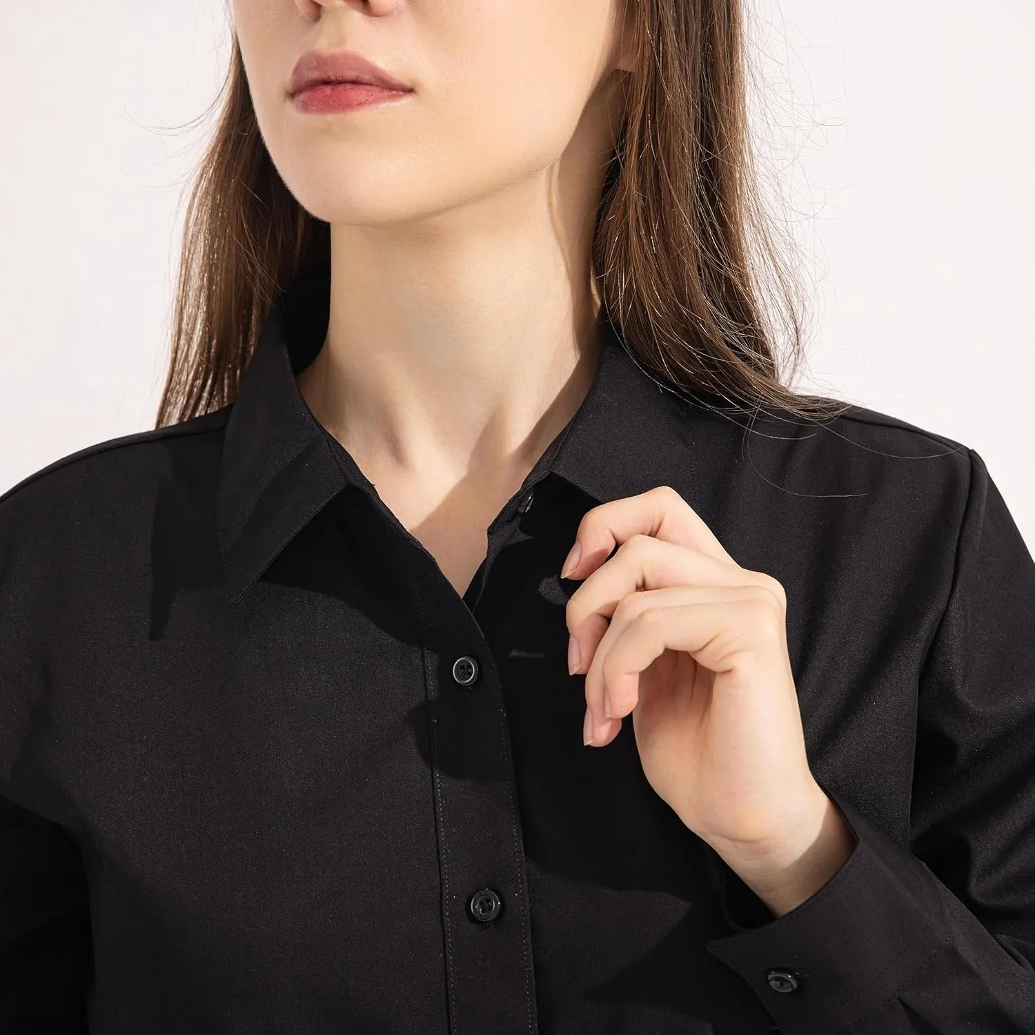 Womens Classic Fit Dress Shirt, White Button Down Shirt for Women, Wrinkle Free Collared Blouse, Dressy Casual Work Tops