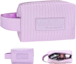 Women's Cosmetic Bag Essentials, Perfect Christmas Gifts! Elegant Preppy Travel Makeup Bag, Ideal Waterproof Leather Cosmetic Bag for Girls and Moms (Light Purple Cosmetic bag)