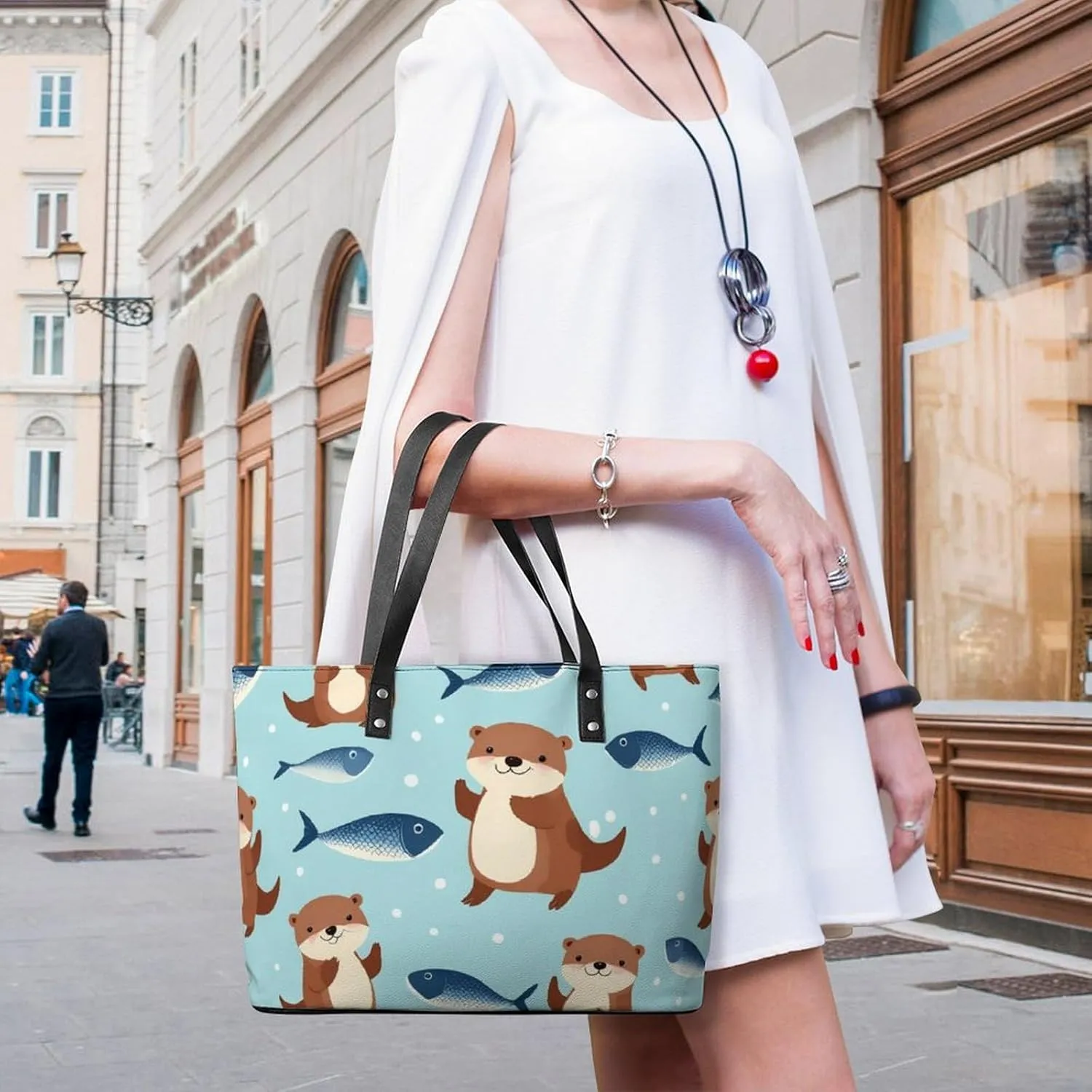 Women's Elegant Leather Handbag Unisex Leather Tote Bag Lightweight Handbag