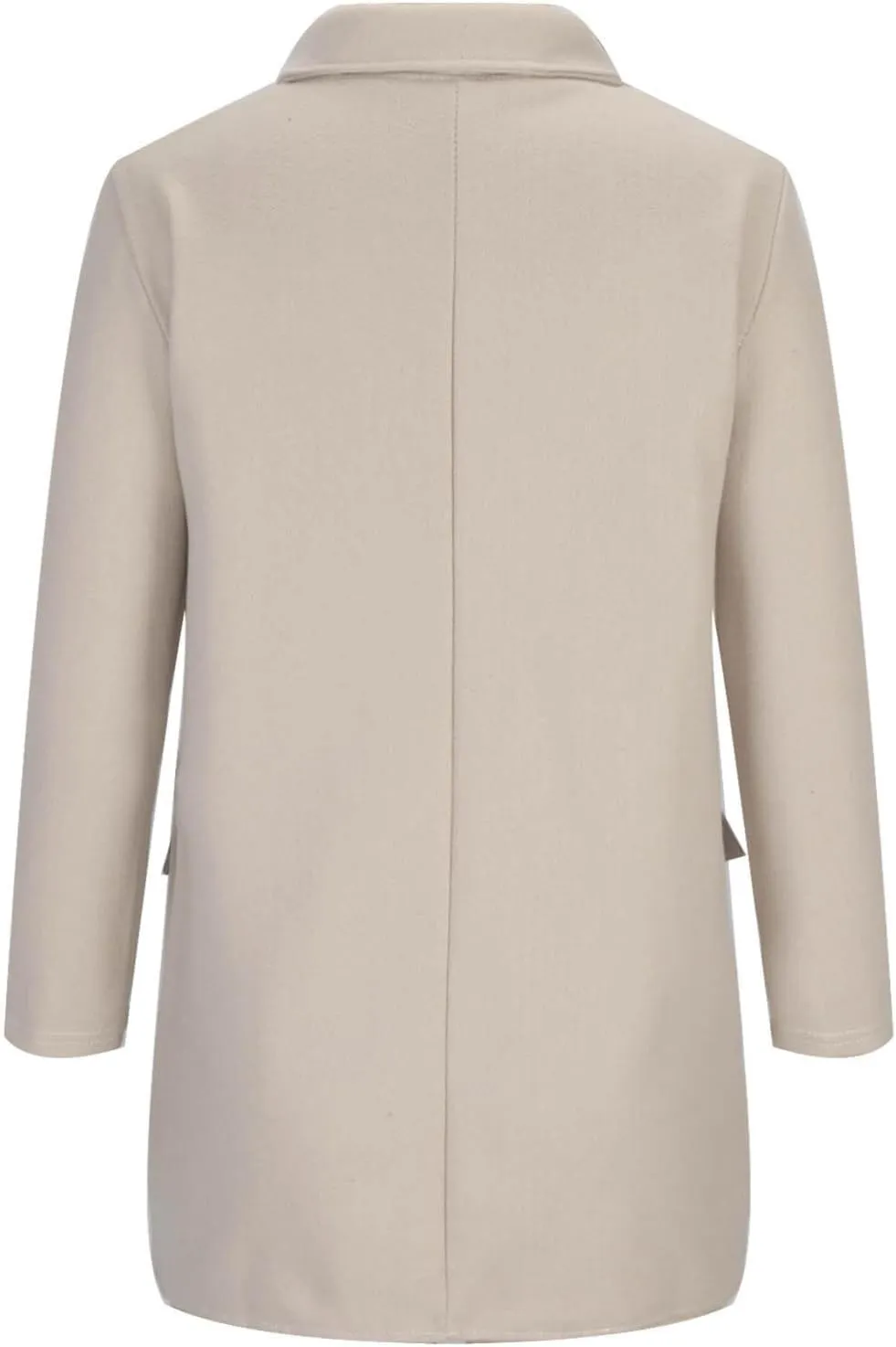 Womens Fall Winter Wool Coat Double Breasted Oversized Peacoat Mid Long Notched Lapel Loose Outwear Coat With Pockets