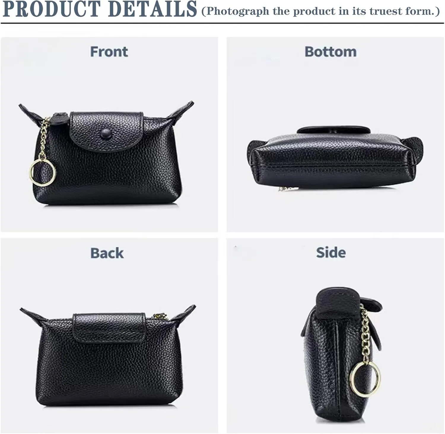 Women's Leather Coin Purse with KeyChain, Small Leather Pouch with Zipper for Women Fashionable Wallet Leather Classic Money Bag (Brown), US-Bag-02