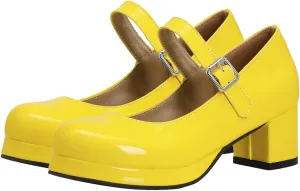 Womens Lolita Shoes Patent Leather Mary Jane Platform Chunky Heeled Pumps