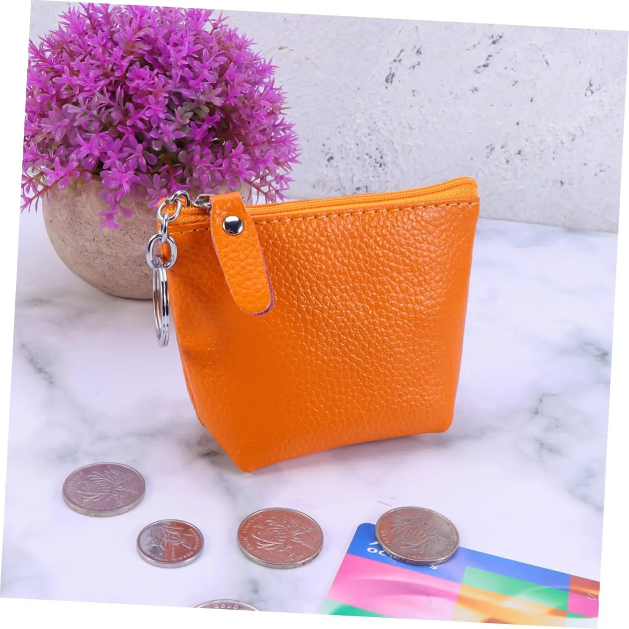 Women's Mini Cowhide Leather Travel Bag Zipper Coin Purse Cosmetic Travel Bag