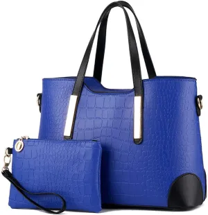 Women's Mix Color Crocodile Pattern PU Leather OL Crossbody Shoulder Bag Handbag