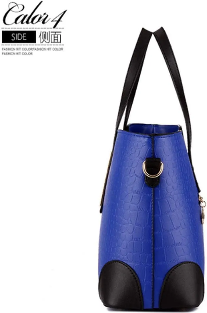 Women's Mix Color Crocodile Pattern PU Leather OL Crossbody Shoulder Bag Handbag