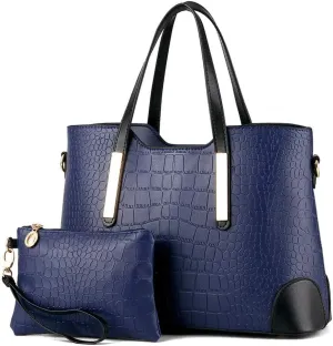 Women's Mix Color Crocodile Pattern PU Leather OL Crossbody Shoulder Bag Handbag