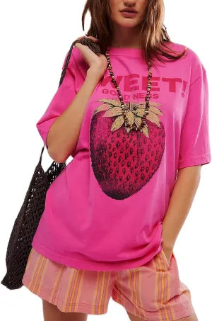 Womens Oversized Vintage Flower Graphic Tees Tops Y2k California Aesthetic Baggy T-Shirts Fruit Coastal Summer
