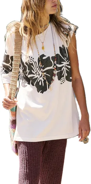 Womens Oversized Vintage Flower Graphic Tees Tops Y2k California Aesthetic Baggy T-Shirts Fruit Coastal Summer