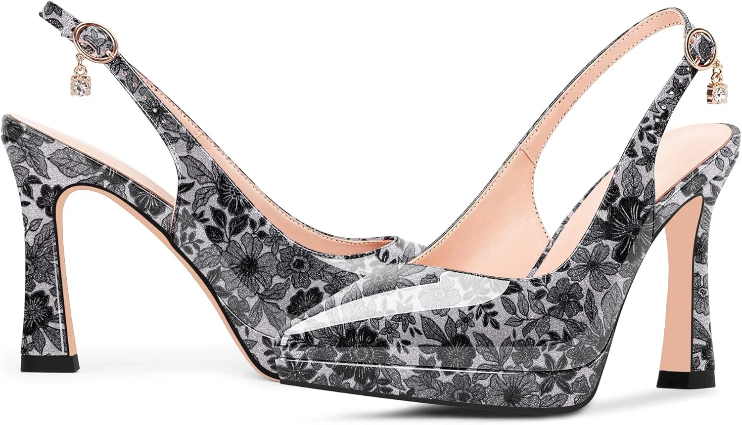 Women's Platform Slingback Closed Pointed Toe High Heel Pumps Slip On Party Dress Shoes