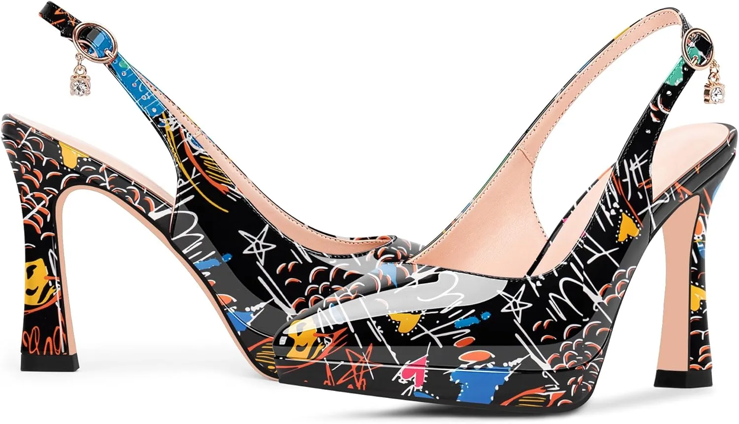 Women's Platform Slingback Closed Pointed Toe High Heel Pumps Slip On Party Dress Shoes