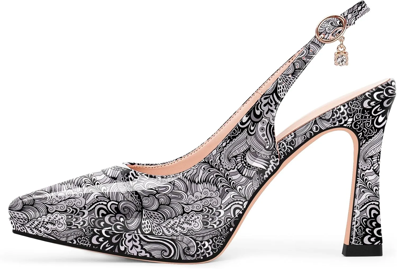 Women's Platform Slingback Closed Pointed Toe High Heel Pumps Slip On Party Dress Shoes