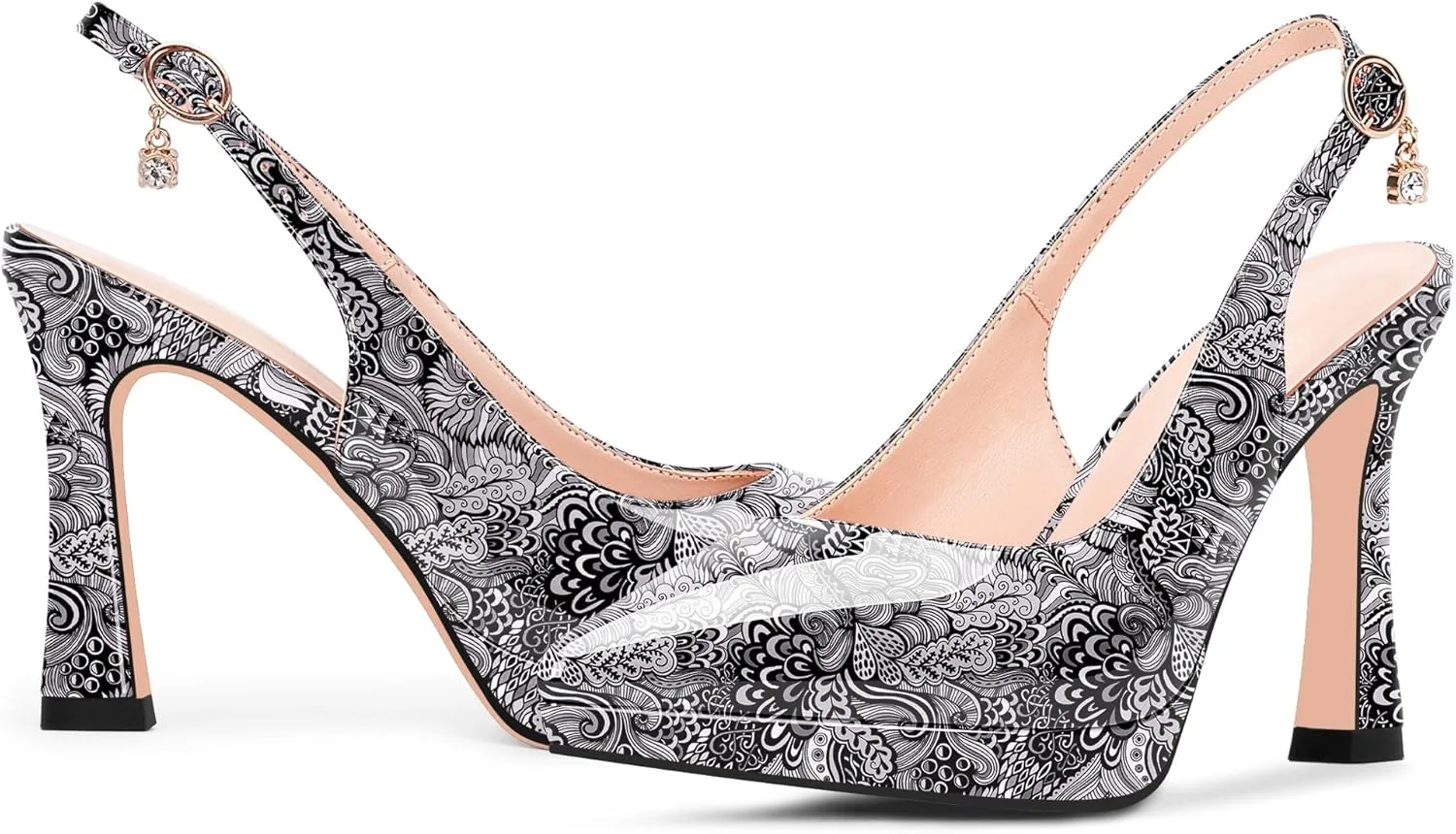 Women's Platform Slingback Closed Pointed Toe High Heel Pumps Slip On Party Dress Shoes