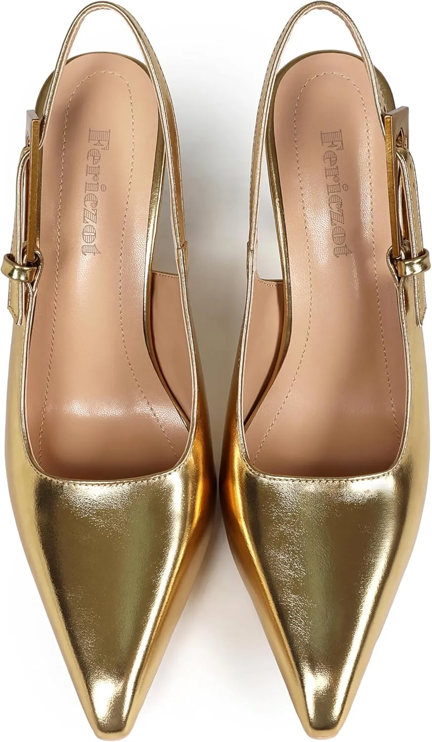 Women's Slingback Stiletto High Heels Square Toe with Metal Buckle Strap Slip On Pumps Backless Patent Leather Fashion Dress Shoes Wedding Party