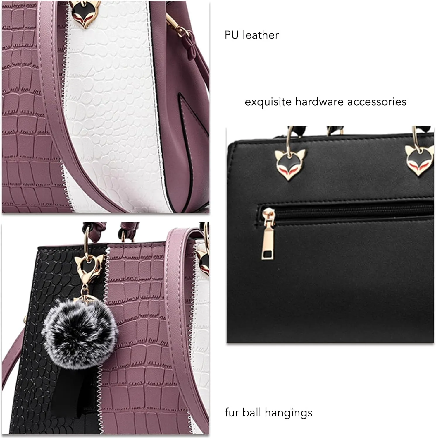 Women's Stylish Large Capacity PU Leather Shoulder Bag, Color Block Design Handbag for Work and Daily Use