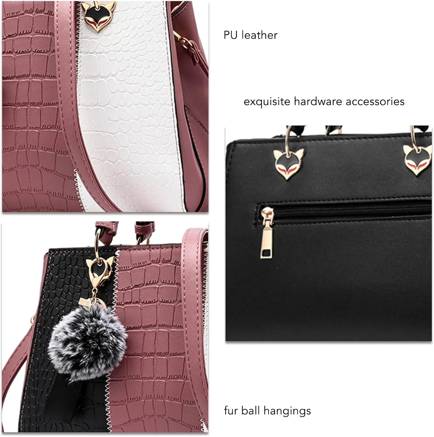 Women's Stylish Large Capacity PU Leather Shoulder Bag, Color Block Design Handbag for Work and Daily Use