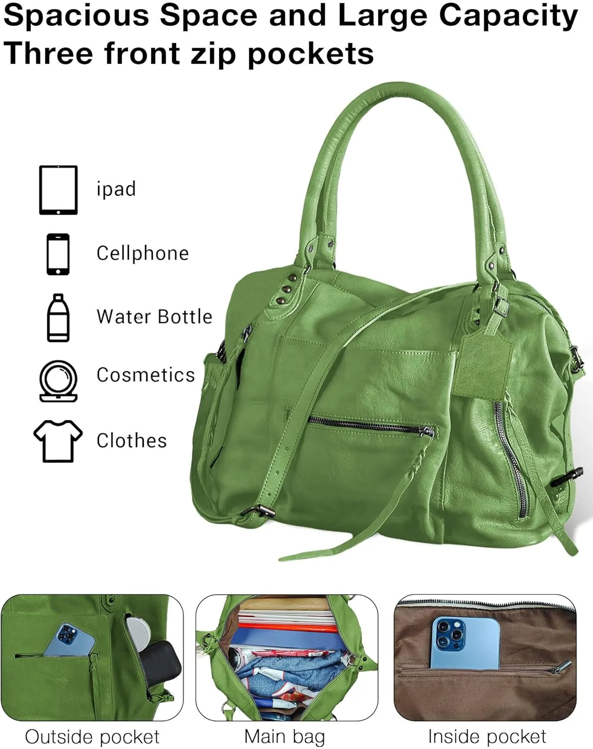 Women's Tote Bag with Zipper Free Emerson Tote People Bag Large Shoulder with Adjustable Strap Women Leather Handbags