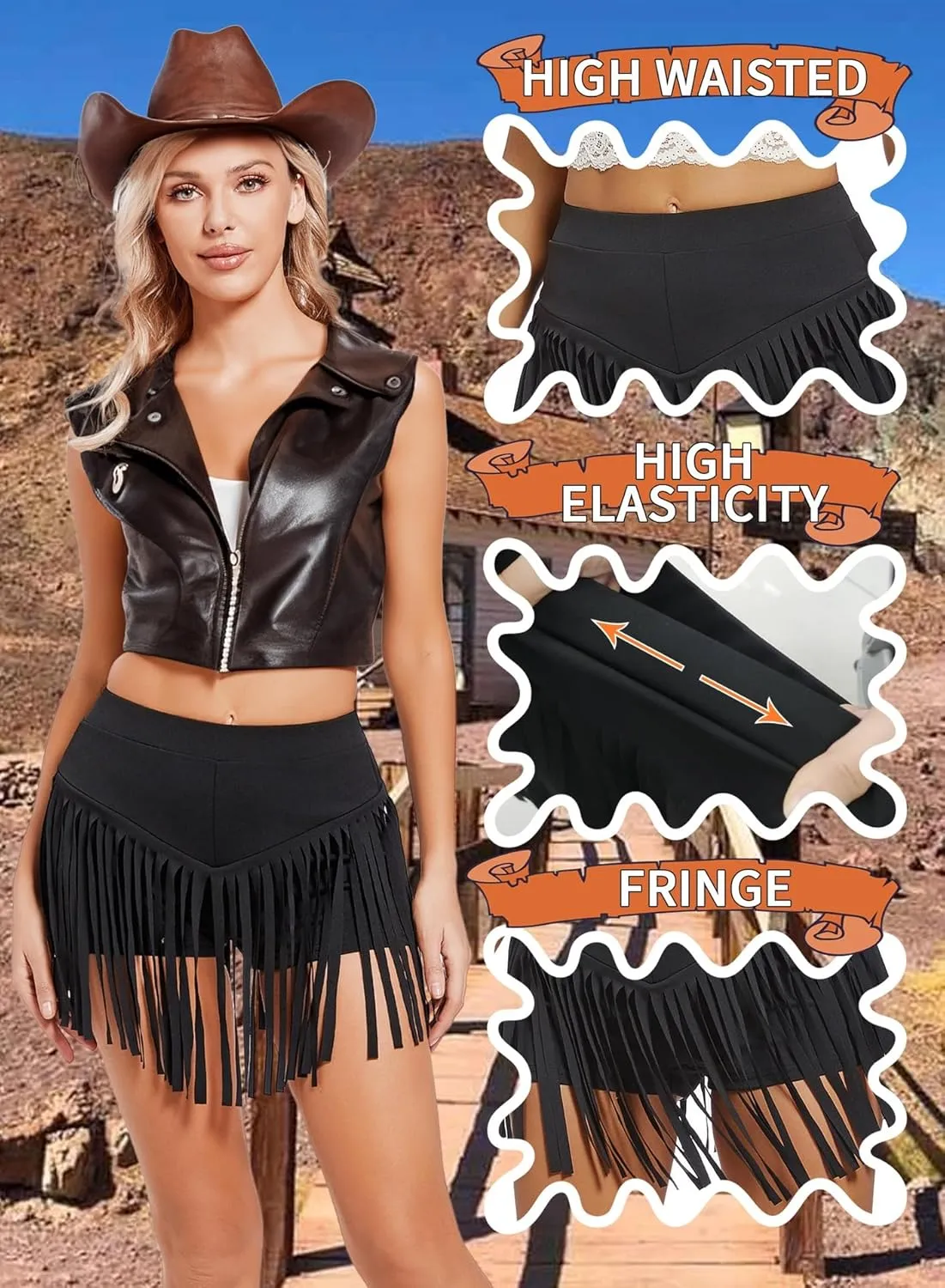 Womens Western Cowgirl Fringe Shorts - Country Concert Outfits Sexy Booty Pole Dance Rave Festival Tassel Bottoms