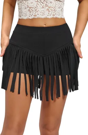 Womens Western Cowgirl Fringe Shorts - Country Concert Outfits Sexy Booty Pole Dance Rave Festival Tassel Bottoms