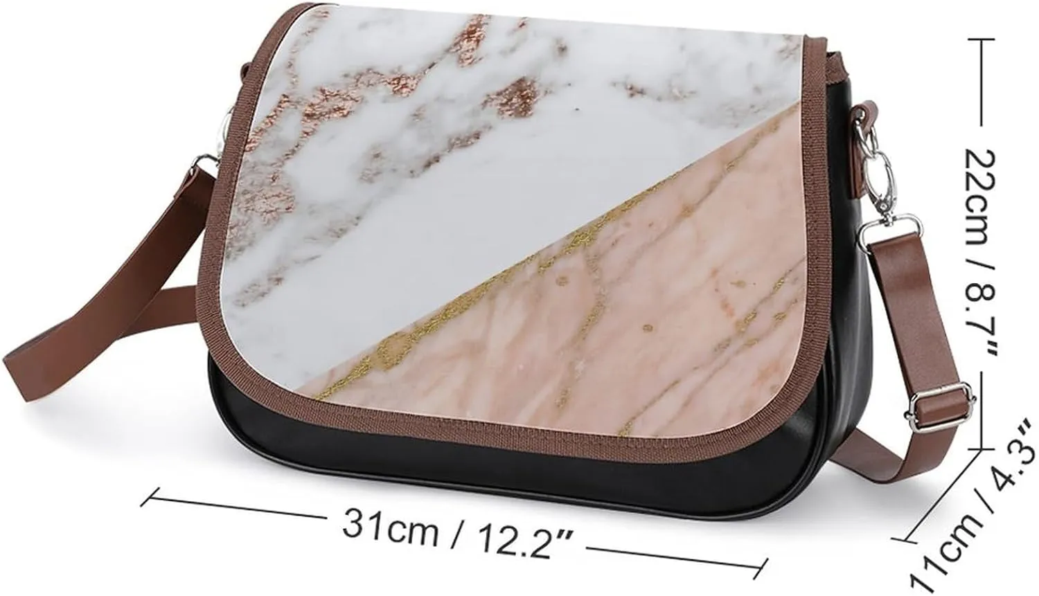 Wonky Star Quilt Leather Shoulder Bag with Detachable Shoulder Strap Versatile for Daily Use