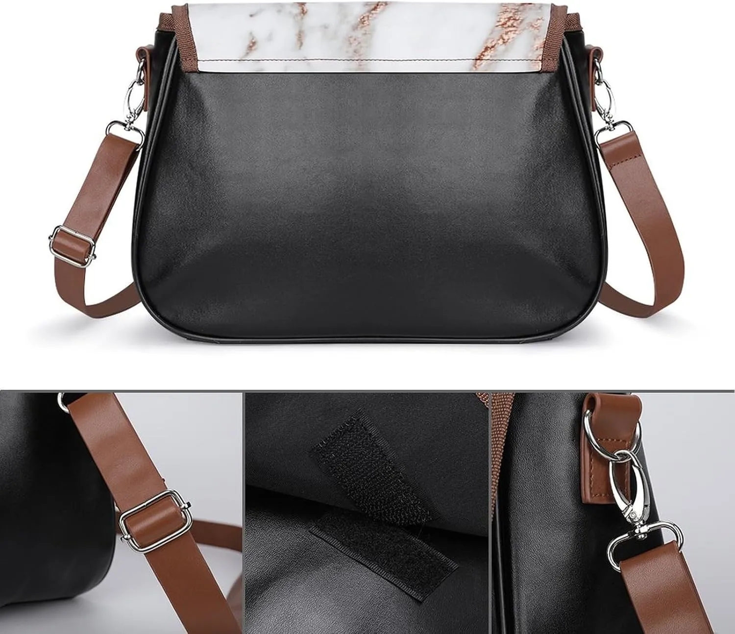 Wonky Star Quilt Leather Shoulder Bag with Detachable Shoulder Strap Versatile for Daily Use