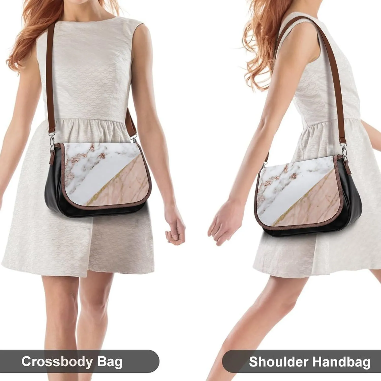 Wonky Star Quilt Leather Shoulder Bag with Detachable Shoulder Strap Versatile for Daily Use
