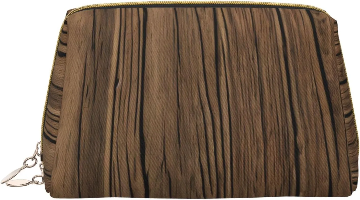 Wood Grain Print Leather zipper makeup bag Cosmetic Pouch Travel Organizer Toiletry Clutch