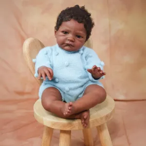 WOOROY Realistic Reborn Baby Dolls Black – 20-Inch African American Real Life Baby Doll Boy with Curly Hair and Open Eyes, Lifelike Gift Toy with Doll Accessories for Kids Ages 3 